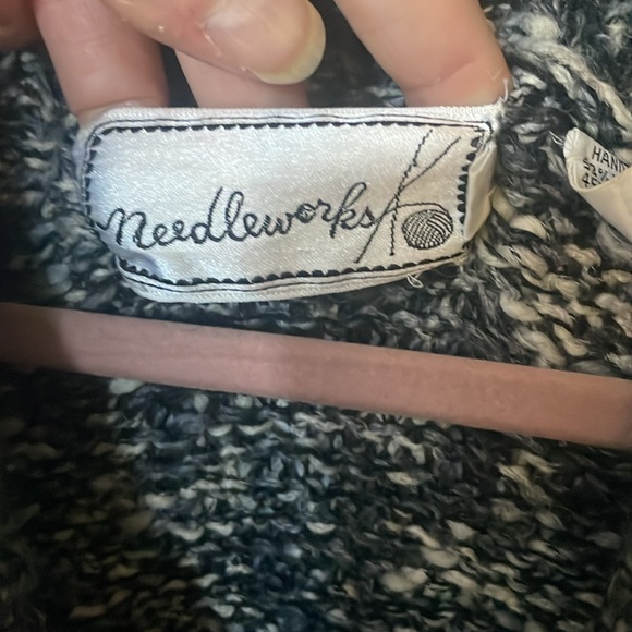 Needleworks grandfather sweater handed black and white button up and super warm - Picture 3 of 5